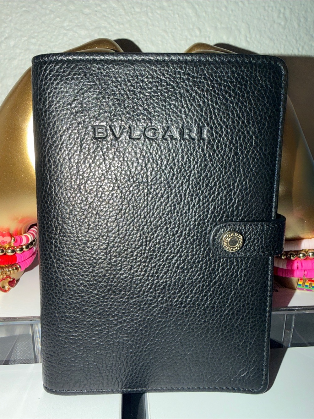 BVLGARI Black Pebbled Leather Travel Watch Case Pouch EUC 5inx7in